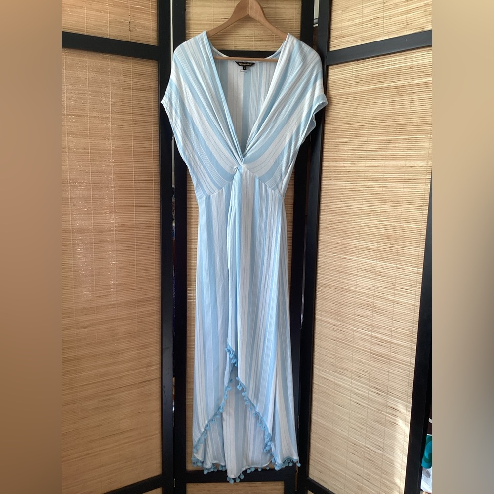 🏝️ SPIAGGIA DOLCE swim coverup beach pool pom poms NWOT maxi dress